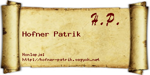 Hofner Patrik névjegykártya